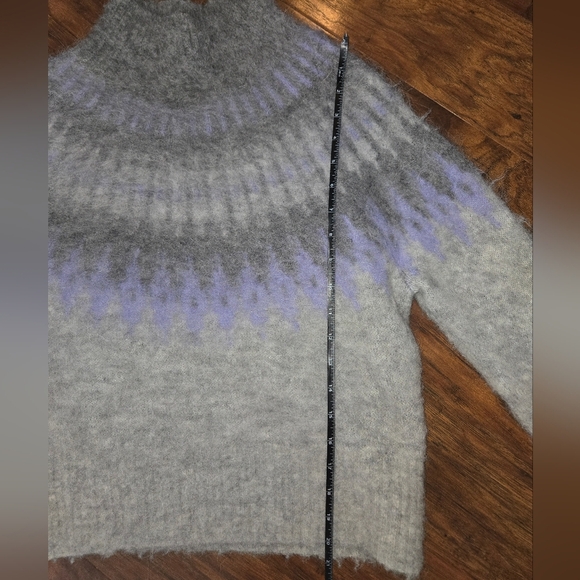 Banana Republic Alpaca Blend Mock Neck Fairisle Sweater in Heather Gray - Picture 6 of 13